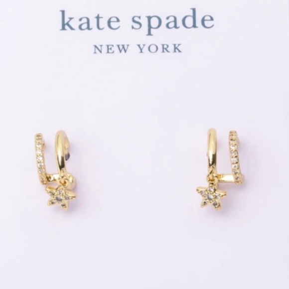 $68 Kate Spade Something Sparkly Star Huggie Hoop earrings - Picture 5 of 6